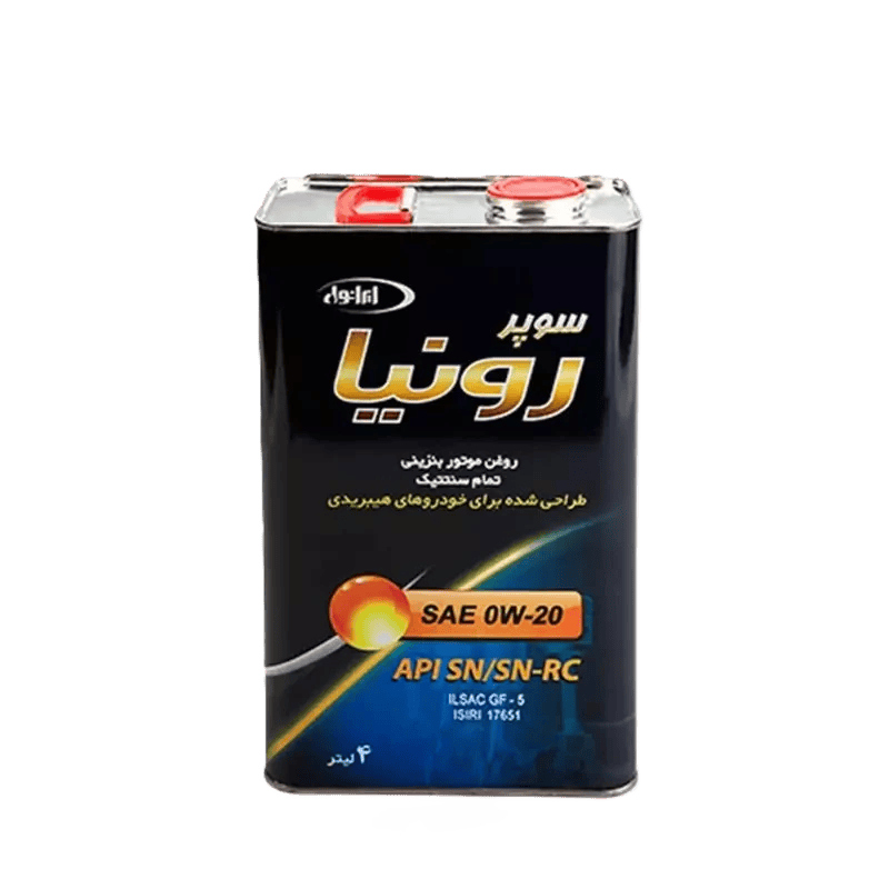 روغن موتور ایرانول مدل سوپر رونیا (0W-20) SN حجم ۴ لیتر روغن موتور ایرانول مدل سوپر رونیا (0W-20) SN حجم ۴ لیتر